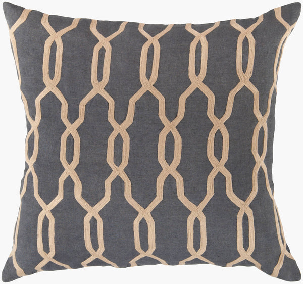 Surya Gates Elegant 18"L X 18"W Accent Pillow - Luxurious Linen Comfort For Timeless Home Decor Dark Blue Linen Com001-1818d