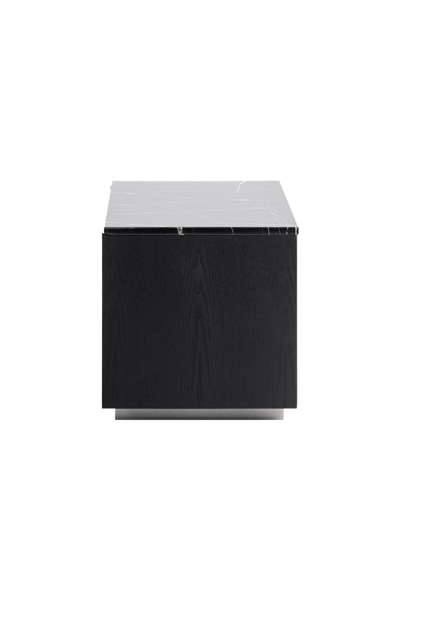 Vig Furniture Modrest Concord Nightstand - Luxurious Black Marble Top, Modern Design, Spacious Drawers & Elegance Black  Vgvc-n2301