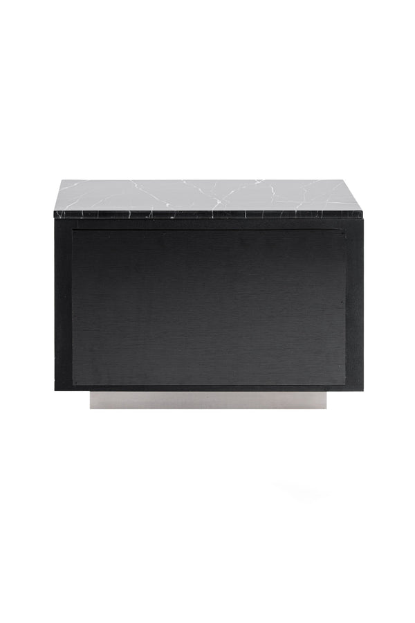 Vig Furniture Modrest Concord Nightstand - Luxurious Black Marble Top, Modern Design, Spacious Drawers & Elegance Black  Vgvc-n2301