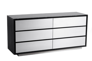 Vig Furniture Modrest Concord Dresser - Sleek Black Marble & Aluminum Design With 6 Drawers For Modern Spaces Black  Vgvc-j2301-d
