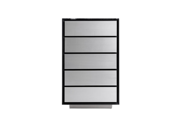 Vig Furniture Modrest Concord Chest - Sleek Modern Black Marble & Ash Storage Solution With 5 Spacious Drawers Black  Vgvc-j2301-5h