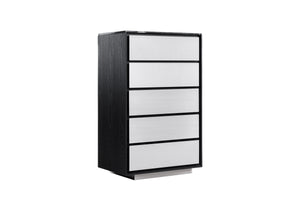 Vig Furniture Modrest Concord Chest - Sleek Modern Black Marble & Ash Storage Solution With 5 Spacious Drawers Black  Vgvc-j2301-5h