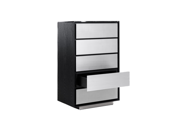 Vig Furniture Modrest Concord Chest - Sleek Modern Black Marble & Ash Storage Solution With 5 Spacious Drawers Black  Vgvc-j2301-5h