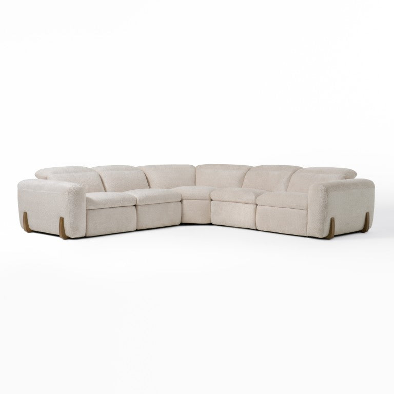 VIG Furniture Conrad Utopia Sand L-Shaped Power Sectional With 3 Electric Recliners, Adjustable Headrests & Lumbar Support VGKVKM.856-SND
