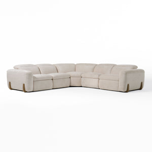 VIG Furniture Divani Casa Conrad - Modern Beige Fabric Sectional With 3 Recliners VGKVKM.856-SND