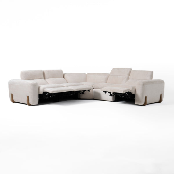 VIG Furniture Divani Casa Conrad - Modern Beige Fabric Sectional With 3 Recliners VGKVKM.856-SND