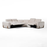 VIG Furniture Divani Casa Conrad - Modern Beige Fabric Sectional With 3 Recliners VGKVKM.856-SND