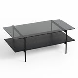 VIG Furniture Modrest Conley - Mid-Century Modern Grey Glass + Black Ash Coffee Table VGDWJ5934