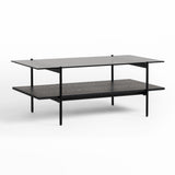 VIG Furniture Modrest Conley - Mid-Century Modern Grey Glass + Black Ash Coffee Table VGDWJ5934