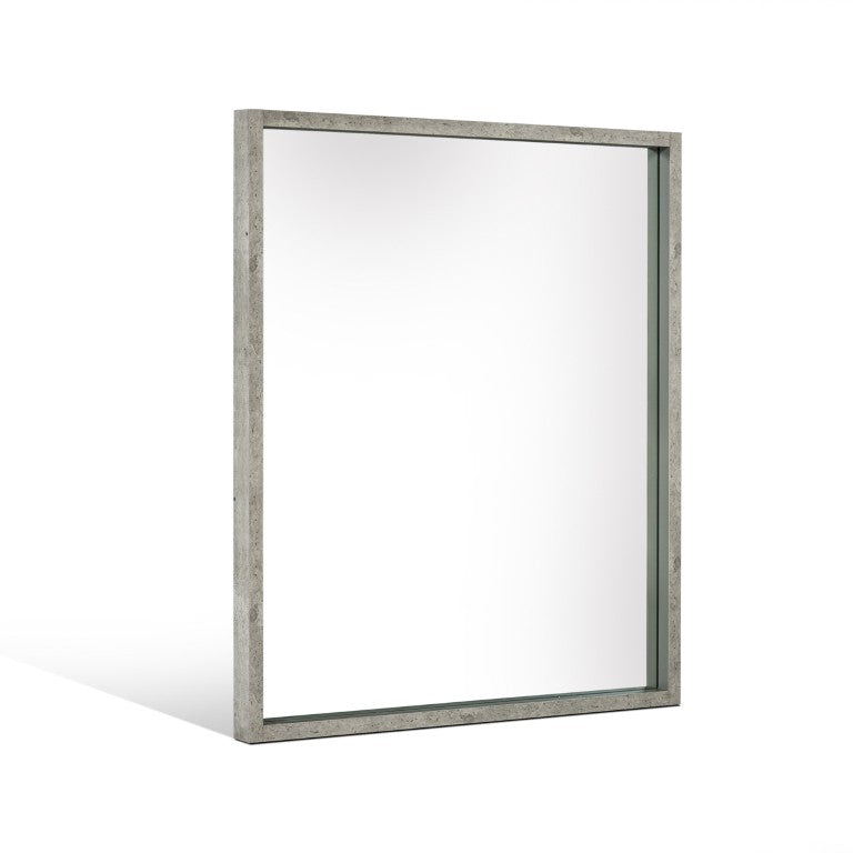 VIG Furniture Conner Grey Faux-Concrete Mirror W34"Xh40" — Modern Rectangular Wall Or Floor Leaning Accent For Home Decor VGAN-CONNER-MIR