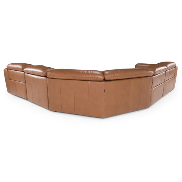 VIG Furniture Conrad Modern Brown Leather L-Shaped Sectional Sofa With 3 Power Recliners, Adjustable Headrests VGKV-KM.856-BRN