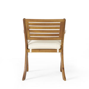 English Elm Helen Outdoor Acacia Hardwood Dining Chairs Curved Slat Back Patio Set of Two 54555.00TEA