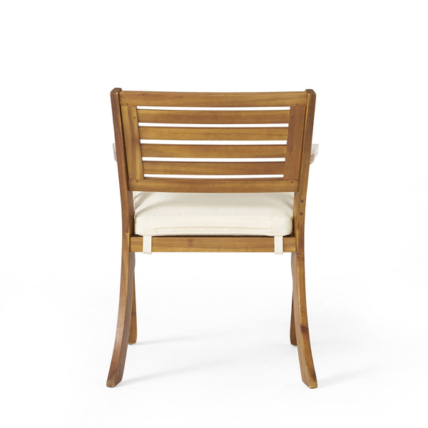 English Elm Helen Outdoor Acacia Hardwood Dining Chairs Curved Slat Back Patio Set of Two 54555.00TEA