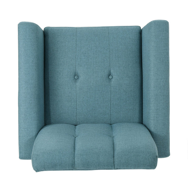 English Elm Christopher Knight Home® - Mid Mid Century Fabric Club Chair with Channel Stitching, Tufted Cushion, Plush Polyester Comfort Blue 33 L x 29.75 W x 18 H 62223.00BLU