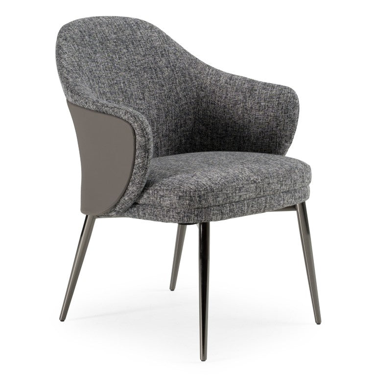 VIG Furniture Skyline Extendable Dining Set With Black Crocodile Lacquer Top, Grey Fabric & Leatherette Chairs VGUN- SKYLINE-CORA-SET