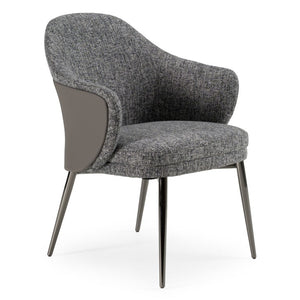 VIG Furniture Skyline Extendable Dining Set With Black Crocodile Lacquer Top, Grey Fabric & Leatherette Chairs VGUN- SKYLINE-CORA-SET
