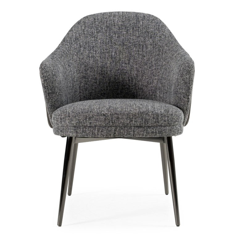 VIG Furniture Cora Modern Grey Fabric & Vegan Leatherette Dining Chair With Black Stainless Steel Legs, Cushioned Comfort VGCSCH-19005-GRY-DC