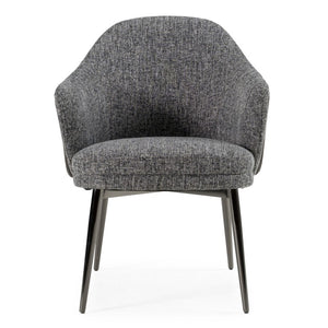 VIG Furniture Cora Modern Grey Fabric & Vegan Leatherette Dining Chair With Black Stainless Steel Legs, Cushioned Comfort VGCSCH-19005-GRY-DC