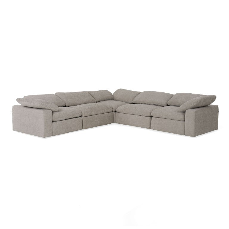 VIG Furniture Corinth Modular 5-Piece Power Reclining Sectional With Three Motorized Recliners, Durable Upholstery Gray Sectional Sofa VGKM-KM.920-GRY