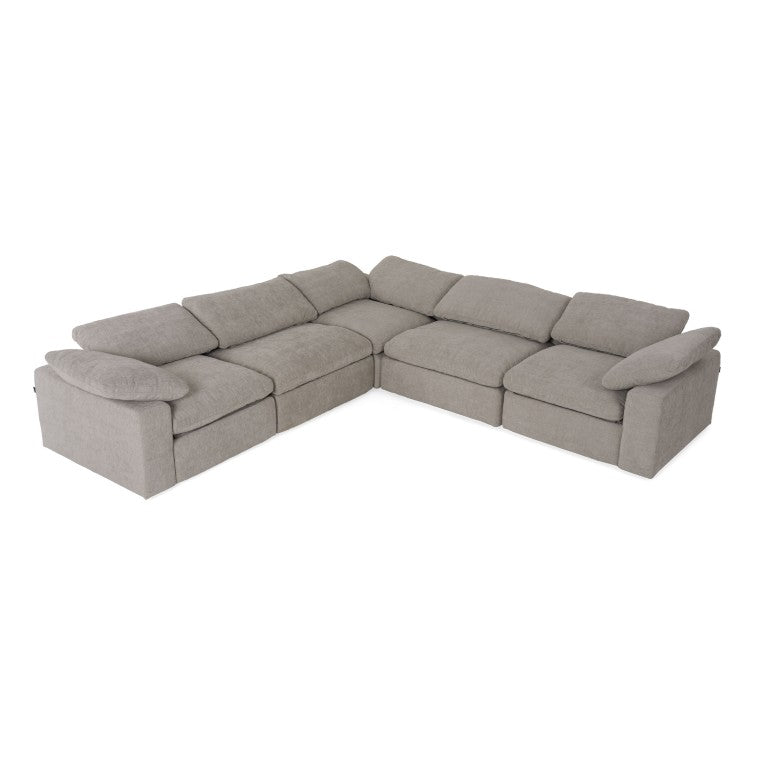 VIG Furniture Corinth Modular 5-Piece Power Reclining Sectional With Three Motorized Recliners, Durable Upholstery Gray Sectional Sofa VGKM-KM.920-GRY