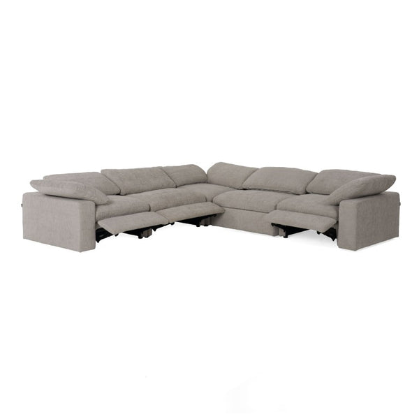 VIG Furniture Corinth Modular 5-Piece Power Reclining Sectional With Three Motorized Recliners, Durable Upholstery Gray Sectional Sofa VGKM-KM.920-GRY