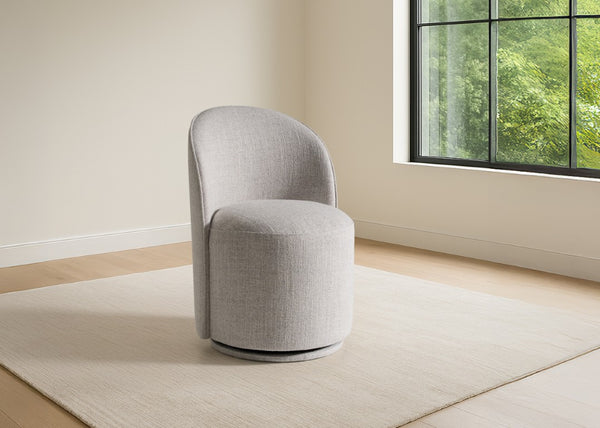 VIG Furniture Correa Sculptural Swivel Chair With Soft Cloud Fabric Upholstery, Foam Comfort & 360° Movement Light Grey Dining Chair VGKK-KF.Y1179-LTGRY