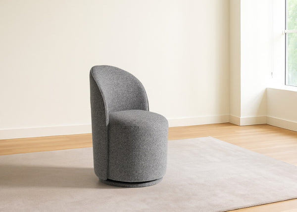 VIG Furniture Correa Sculptural Swivel Chair With Soft Cloud Fabric Upholstery, Foam Comfort & 360° Movement Grey Dining Chair VGKK-KF.Y1179-GRY