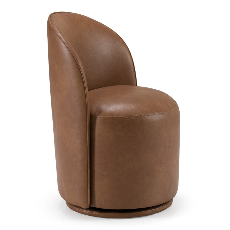 VIG Furniture Correa Sleek Brown Vegan Leather Swivel Dining Chair — Copley Brown, Plush Foam, Solid Wood Base VGKK-KF.Y1179-BRN