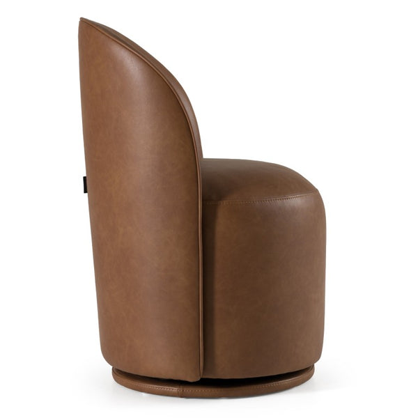 VIG Furniture Correa Sleek Brown Vegan Leather Swivel Dining Chair — Copley Brown, Plush Foam, Solid Wood Base VGKK-KF.Y1179-BRN