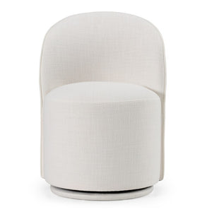 VIG Furniture Correa Sculptural Swivel Chair With Soft Cloud Fabric Upholstery, Foam Comfort & 360° Movement White Dining Chair VGKK-KF.Y1179-WHT