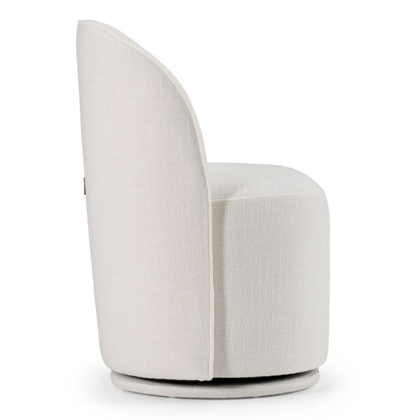 VIG Furniture Correa Sculptural Swivel Chair With Soft Cloud Fabric Upholstery, Foam Comfort & 360° Movement White Dining Chair VGKK-KF.Y1179-WHT