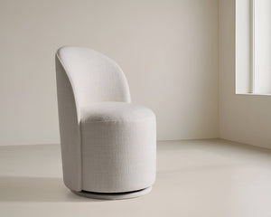 VIG Furniture Correa Sculptural Swivel Chair With Soft Cloud Fabric Upholstery, Foam Comfort & 360° Movement White Dining Chair VGKK-KF.Y1179-WHT