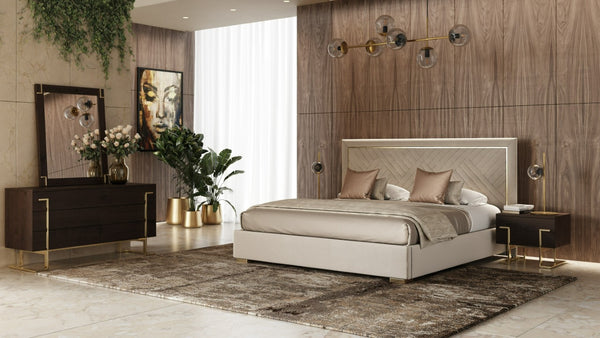 VIG Furniture Moontide Smoked Ash Dresser With Champagne Gold Accents, 6-Drawer Modern Storage, W60" X D20" X H31" VGVCMF-J1922-D