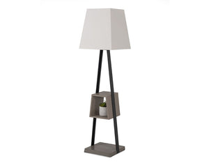 VIG Furniture Cortez Modern Floor Lamp With Faux Concrete Accents, Black Metal Frame & Integrated Shelf, 73" Tall VGGRTRAPEZE