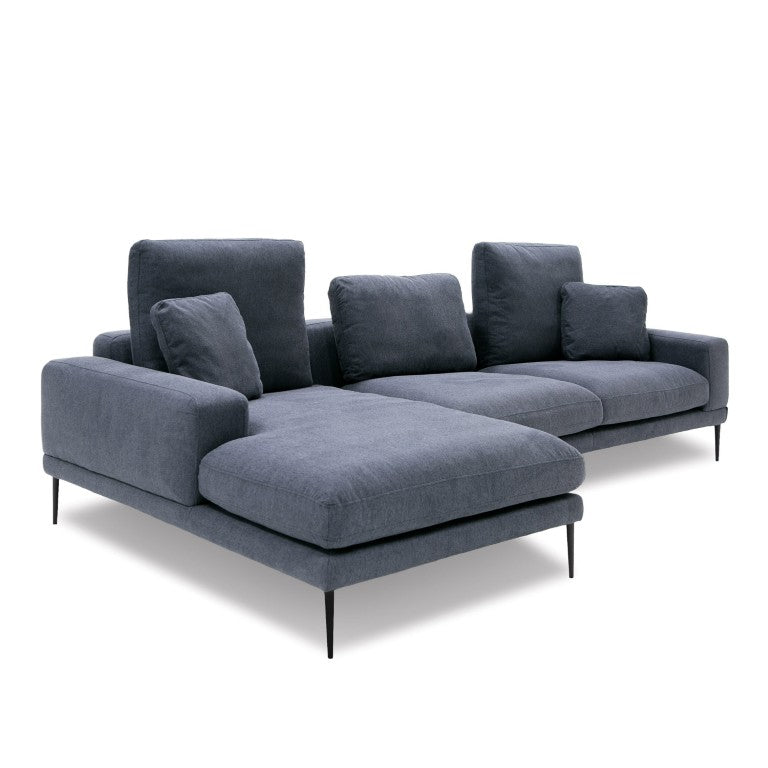 VIG Furniture Corwith Modern Blue Fabric Left-Facing Sectional With Adjustable Headrests, Removable Cushions, Black Legs VGMB-C019-BLU