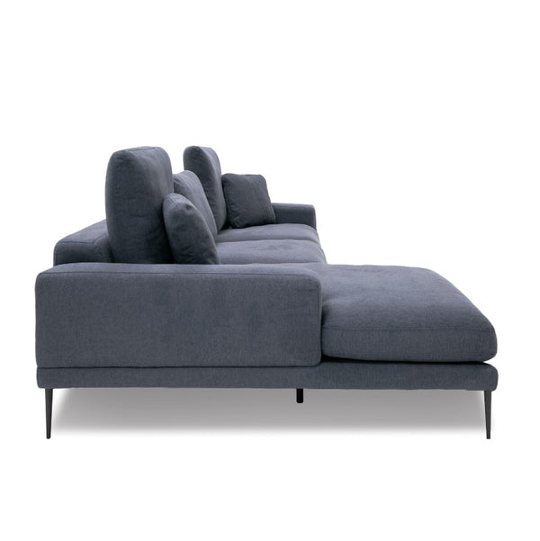 VIG Furniture Corwith Modern Blue Fabric Left-Facing Sectional With Adjustable Headrests, Removable Cushions, Black Legs VGMB-C019-BLU