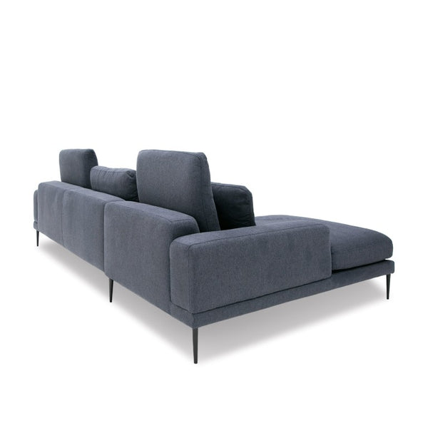 VIG Furniture Corwith Modern Blue Fabric Left-Facing Sectional With Adjustable Headrests, Removable Cushions, Black Legs VGMB-C019-BLU