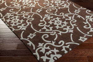 Surya Cosmopolitan 5' X 7'6" Handmade Rug - Modern, Hand Tufted, Medium Pile, Affordable Luxury Decor Dark Brown Polyester Cos8829-913