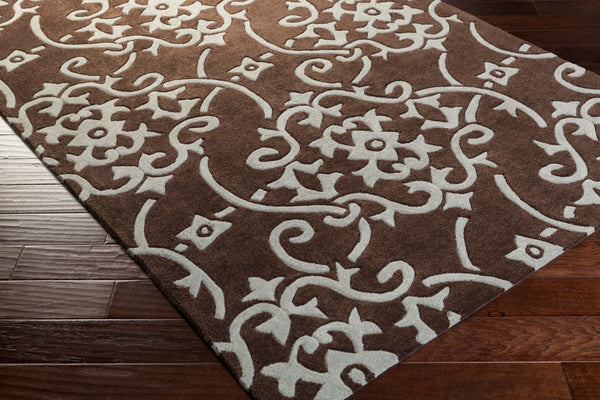 Surya Cosmopolitan 5' X 7'6" Handmade Rug - Modern, Hand Tufted, Medium Pile, Affordable Luxury Decor Dark Brown Polyester Cos8829-913