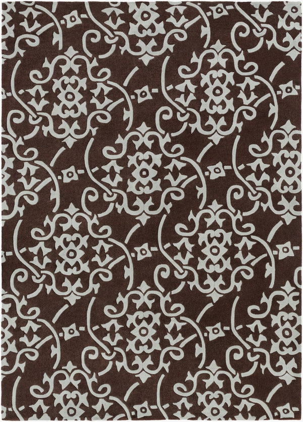Surya Cosmopolitan 5' X 7'6" Handmade Rug - Modern, Hand Tufted, Medium Pile, Affordable Luxury Decor Dark Brown Polyester Cos8829-913