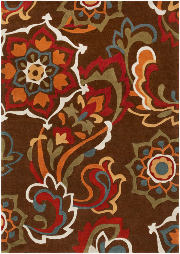 Surya Cosmopolitan 5' X 7'6" Handmade Rug - Modern, Hand Tufted, Medium Pile, Affordable Luxury Decor Dark Brown Polyester Cos9056-811