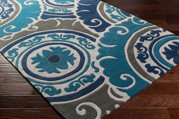 Surya Cosmopolitan 5' X 7'6" Handmade Rug - Modern, Hand Tufted, Medium Pile, Affordable Luxury Decor Ink Blue Polyester Cos9270-8rd