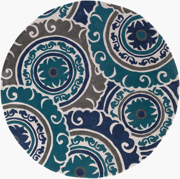Surya Cosmopolitan 5' X 7'6" Handmade Rug - Modern, Hand Tufted, Medium Pile, Affordable Luxury Decor Ink Blue Polyester Cos9270-8rd