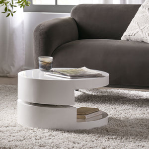 English Elm Christopher Knight Home® - MODERNESQUE Rotating Coffee Table - 2-Level Swivel Mod Design, High Gloss White, Compact 23.6" x 13" 55055.00