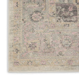 Nourison Tranquil TRA06 Machine Made Power-loomed Ornamental Border Indoor Only Vintage Farmhouse Rug Ivory Pink, Pink and Beige 100% Polypropylene 99446485489