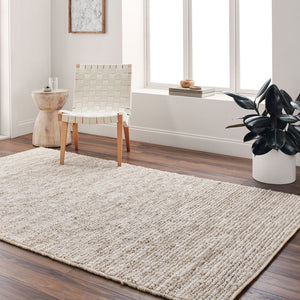 Livabliss Continental Hand Woven Jute Area Rug Organic Texture for Living Room or Dining Space Ivory 5' x 8' COT1930-58