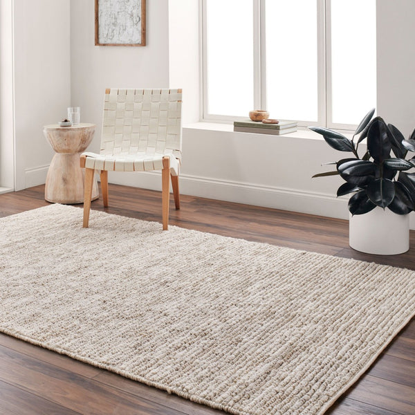 Livabliss Continental Hand Woven Jute Area Rug Organic Texture for Living Room or Dining Space Ivory 5' x 8' COT1930-58