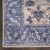 Nourison Brilliance Machine Washable WSB03 Machine Made Power-loomed Ornamental Border Indoor Only Vintage Bohemian Rug Teal Blue, Teal Blue 100% Polyester 99446914286