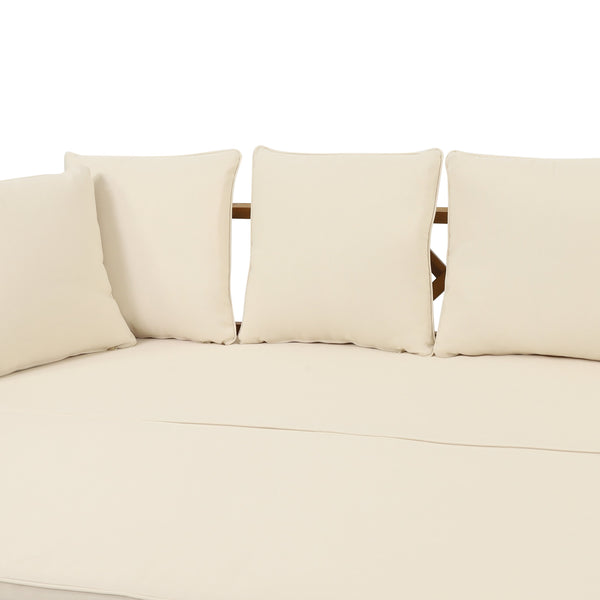 English Elm Christopher Knight Home® - Outdoor Acacia Wood Daybed Sofa: Stylish 3-Seater Lounge With Water-Resistant Cushions For Patios 74327.00BEIGE