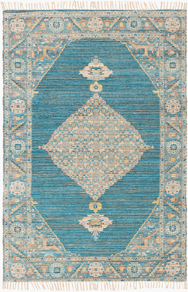 Surya Coventry 2' X 3' Handmade Jute Rug - Timeless Elegance, Durable Comfort For Stylish Home Decor Teal Jute,Polyester,Cotton Cov2302-576